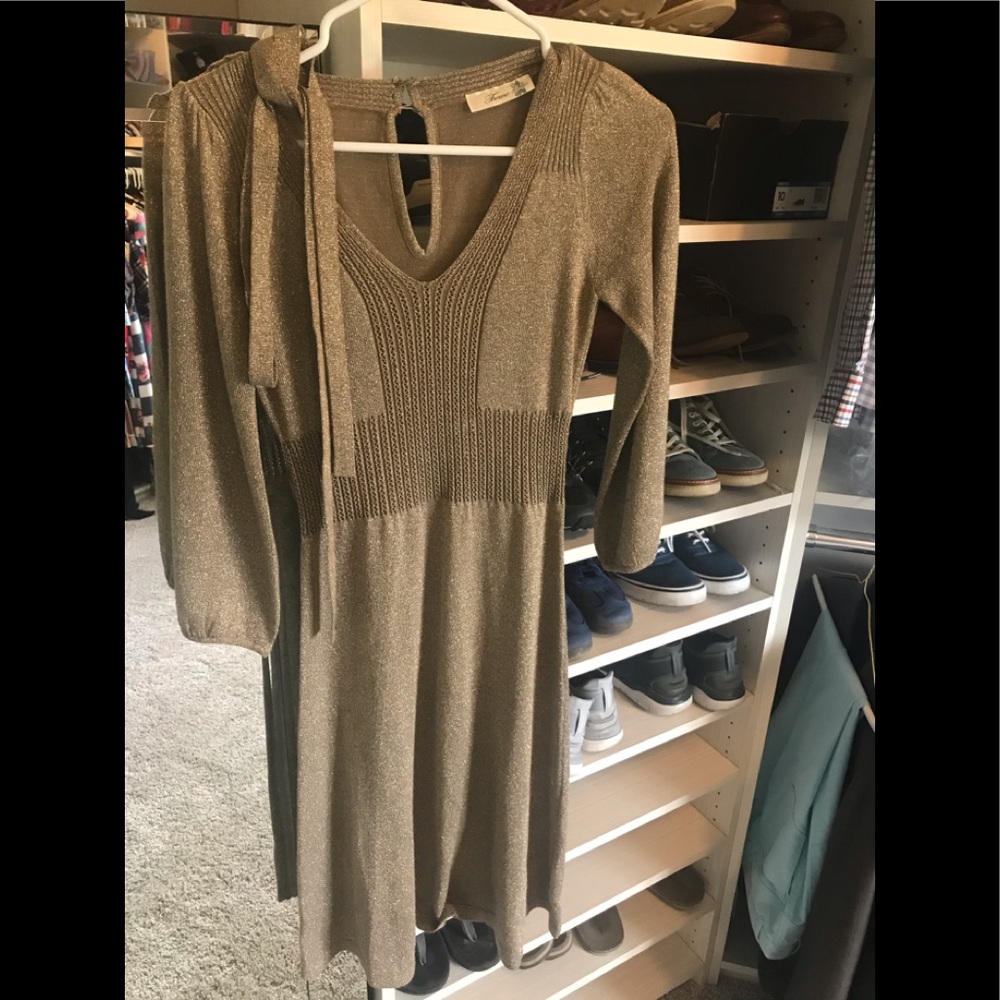 This bronze shimmer dress is fun and classic.